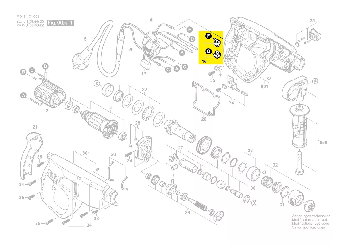 Balais charbon perforateur 1703, 1735, 1740, 1741 Skil